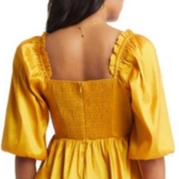VICI Medium Yellow Puff Sleeve Babydoll Dress, Smocked Back, Knee Length NWT - Picture 5 of 9